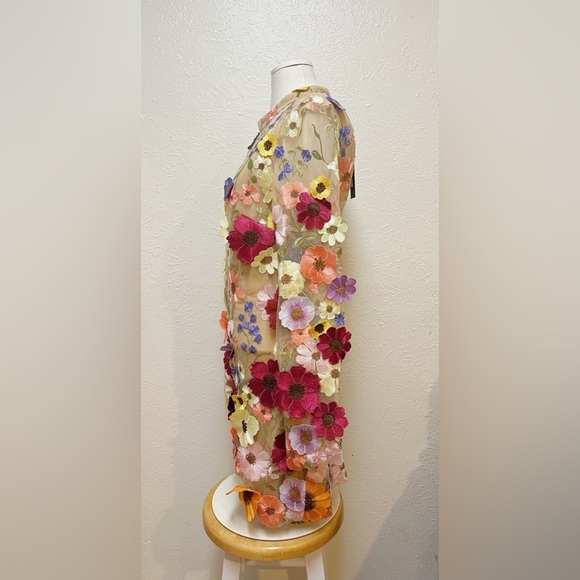 Floral Embroidered Mini Dress - Picture 3 of 4